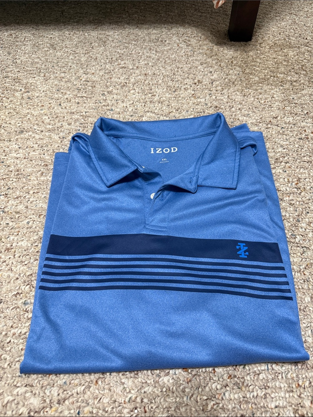 Izod Blue Polo with Navy Stripe Detail